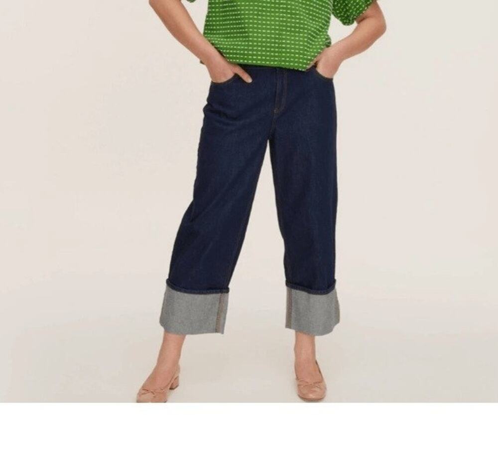 Kate Spade X Target Plus Sz 14 Wide Leg Hight Rise Straight Leg Denim Jeans Blue